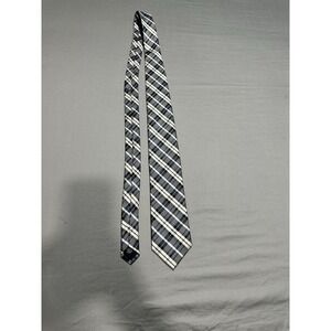 The Savile Row Company Blue/Black Plaid Neck Tie Preppy